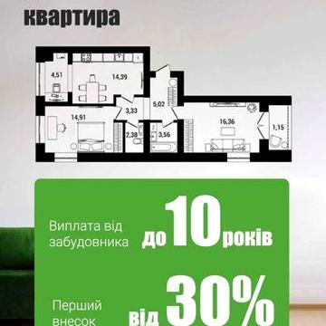 2-Кімнатна! Від забудовника. 30% перший внесок! ЖК Нова Будова-2