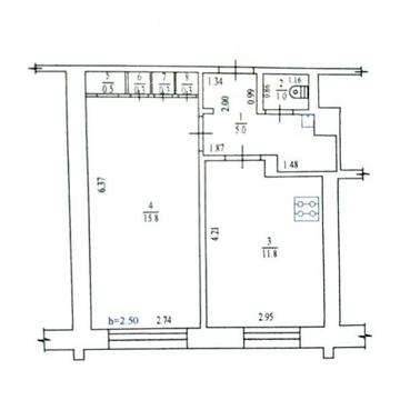1 кімн.квартира, 35 м2, цегла