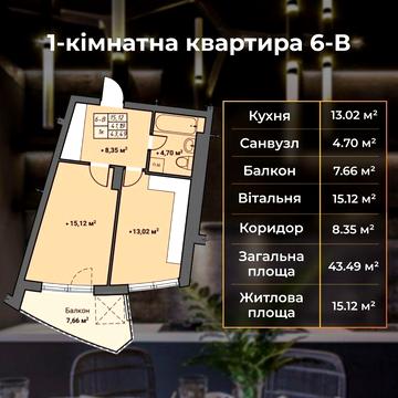 1 кімнатна квартира.Ціна від забудовника ЖК   Amber Park ЖК Amber Park