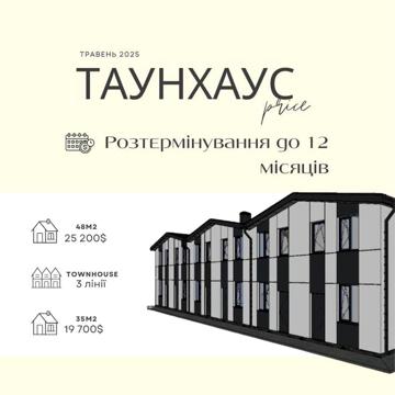 Продаж таунхаусів від забудовника! Площа 48м2- 24200$!