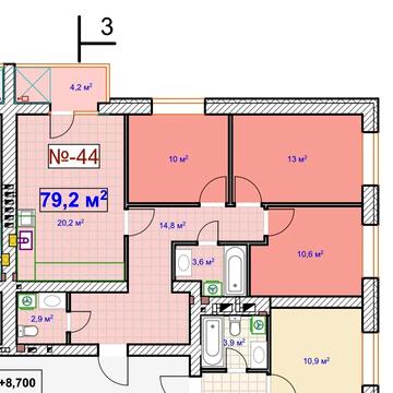 3-к квартира з балконом. Кухня 20 м. + 3 спальні. Центральний парк!