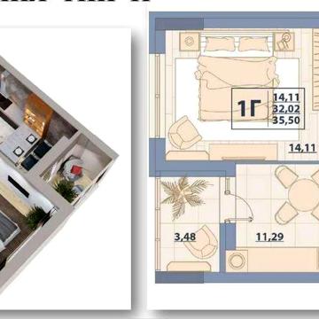 Продаж 1к квартири 36.1м2 ЖК Centr City ЖК CENTR CITY