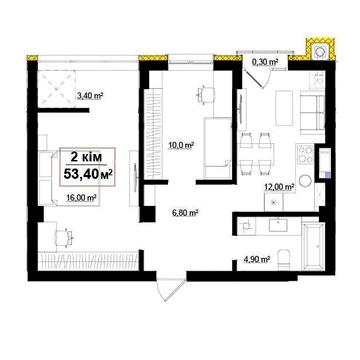 Опришівська Слобода, смарт двокімнатна 53,4 м,кв, французький балкон! ЖК Опришівська слобода