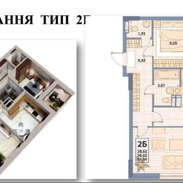 Продаж 2к квартири 66.1м2 ЖК Centr City Гостомель ЖК CENTR CITY