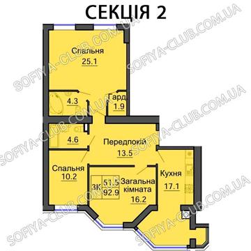жк "Софія Нова", 3к в одному рівні, зданий будинок, без комісії ЖК Софія Нова