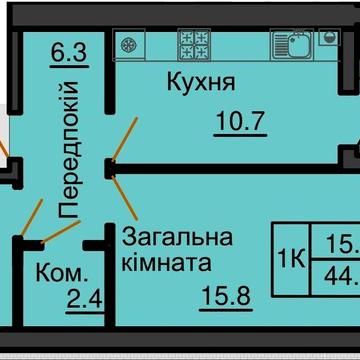 Однокімнатна квартира в Софія Резиденс! Простора 1к квартира без % ! ЖК Софія Резиденс