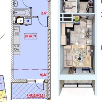 Продам студию  26 м2| с балконом| собственник| дом построен