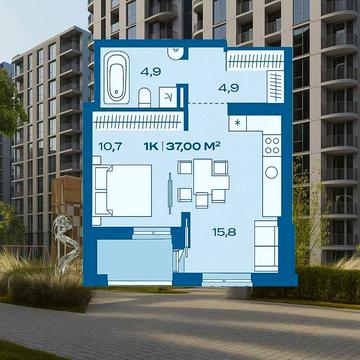 Продається квартира в новому затишному мікрорайоні