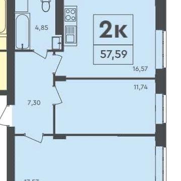 2к квартира, 58м2, без%, переуступка, готова до заходу на ремонт ЖК Scandia, ЖК Скандія