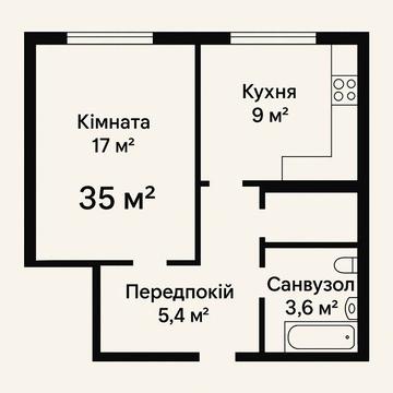 Доступна однокімнатна квартира в новому будинку