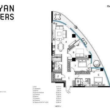 БЕЗ% 127 м² Іоанна Павла II, 12 ЖК Taryan Towers Вежа 1 Печерськ Центр ЖК Taryan Towers