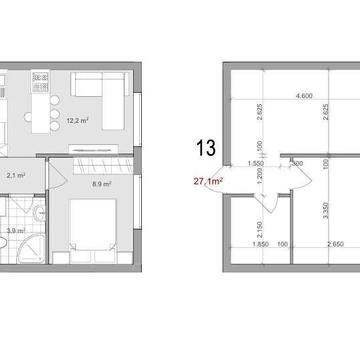 Квартира 13 — Затишна 1-кімнатна, 2 поверх, 27.1 м² у ЖК ЖК Europian Residence