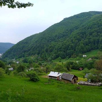 здаються будиночки в Карпатах з краєвидом