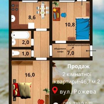 Продаж 2-кімнатної квартири на Рожевій