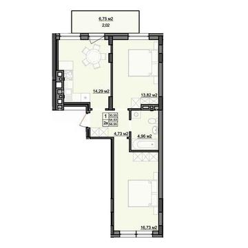 2-кімнатна ЖК D2|Преміум-клас біля центру|57м²| Індивідуальне опалення ЖК D2