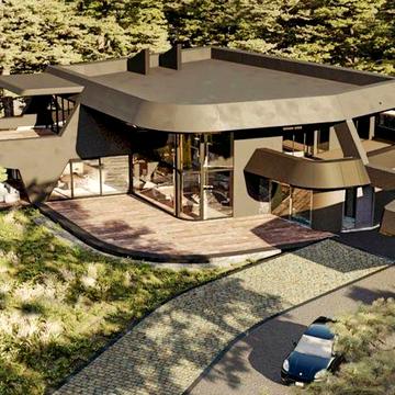 Лісники. КМ Хутір Ясний. Будинок у стилі Hi Tech, межує з заповідником