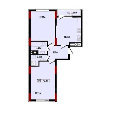 ЦЕНТР Здана 2 кім. квартира готова до ремонту 70.4м2  в ЖК "Імперія" ЖК Імперія