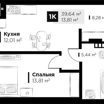 Власник, Зданий, 39,64м.кв, 4 поверх, 1 секція жк Feel House ЖК Feel House