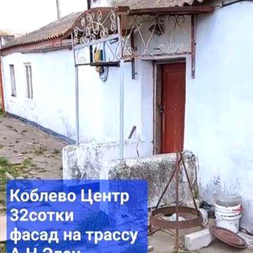 Коблево два дома ,земля 32 сотки  Центр Фасад на трассу