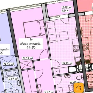 Аркадия. ЖК Атмосфера. Однокомнатная квартира. Вид моря. ЖК Атмосфера
