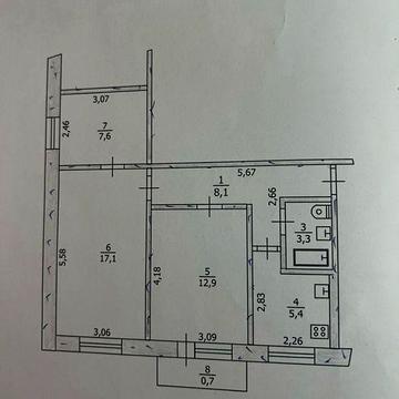 трьохкімнатна квартира,3х