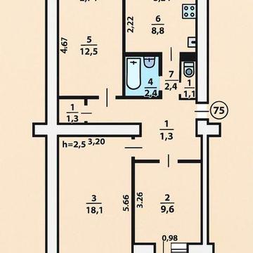 3 кімнатна квартира у Липівці 67 м²