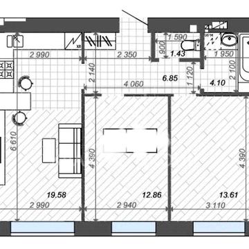 2к квартира 58м² центр міста Нові Метри Центр