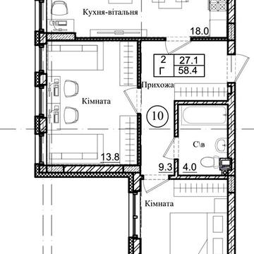 Готова 2-кімнатна квартиру в с.Святопетріське