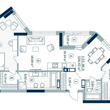 ВІД ЗАБУДОВНИКА 3к квартира 104.42 м2 у ЖК "Rusaniv Residence" ЖК Rusaniv Residence
