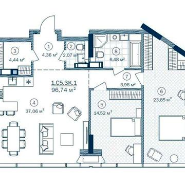(ВІД ЗАБУДОВНИКА) 2к квартира 96.74 м2 ВИДОВА у ЖК "Rusaniv Residence" ЖК Rusaniv Residence