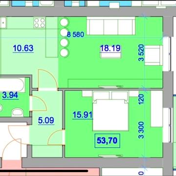Продається 2-кімнатна квартира, 53,7 м². ЖК Porto Franko