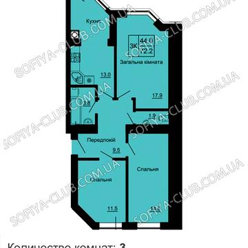 Продам 3к 74 м2 в збудованому будинку Розтермінування ЖК Софія Клубний