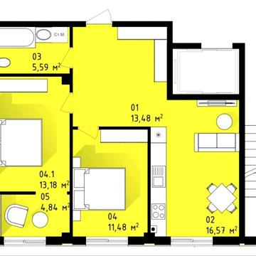Акция!Большая 2-к.Индивидуальное отопление.66кв.м.Новый дом.