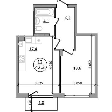 1-кімнатна квартира 42,3 м² у Брюховичах | Без комісії