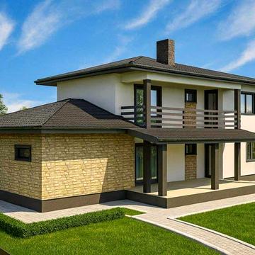 Будинок 180 м² з продуманим плануванням і терасою на ділянці 8 соток