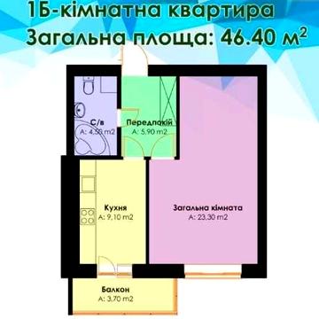 Продаж квартири від власника Святопетрівське 46.4 м