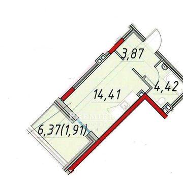 1 комнатная студия 25 м2 ЖК Пространство на Литературной