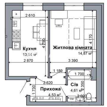 1кімнатна ЖК"Рідний" ЖК Родной-2