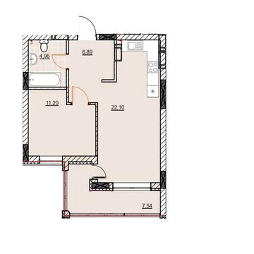1-к квартира! 52м² Простора, Вид на озеро