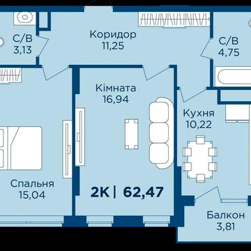 продаж цікавої 2 кімнатної квартири ЖК URBN