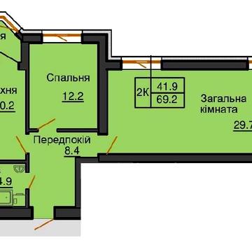 Квартира з терасою  70 м2  2к  94 м2   ЖК Софія Резиденс від Мартинова ЖК резиденція