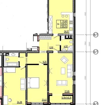 6 Ст. Большого Фонтана. ЖК Модерн. 3-комнатная 133м2 с двумя санузлами ЖК Модерн