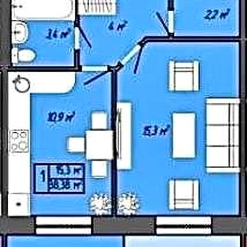 1 комн кв Акварель-2 45м2-42000у.е ЖК Акварель-2