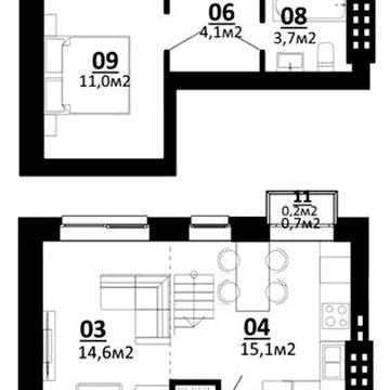 Двухуровневая квартира с террасой, 82,3 м² ЖК Белый Шоколад Е-Оселя ЖК «Білий Шоколад Center»