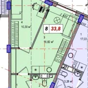 Продам квартиру 33,8 м2 на 2 поверсі в Бортничах, Дарницький р-н ЖК Джерело Парк