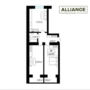 Велика 2 км квартира в ЖК Княгинин