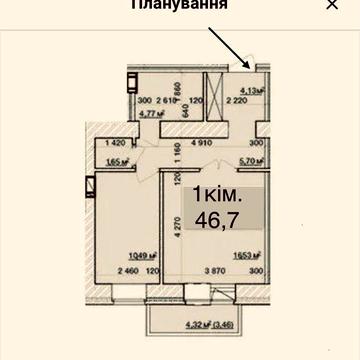 1кім.квартира 47 м² Крошня Будинок- Червона цегла