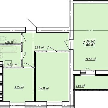 Продам САМУЮ ДЕШЕВУЮ 2 комн квартиру ЖК Левада 2, 61м2, Гагарина, VW ЖК Левада 2