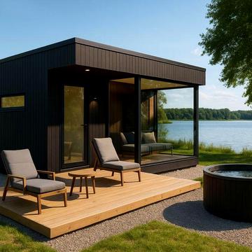 Будинок із землею, чаном та мангалом біля річки