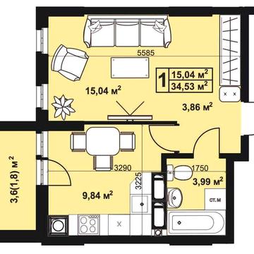 1кім. АВТОНОМНЕ ОПАЛЕННЯ, новобудова ЖК"Андріївський"